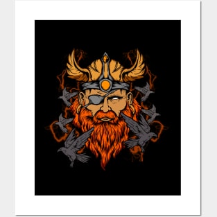 Odin the Norse Mythology Viking God & His Ravens Posters and Art